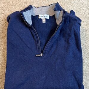 Peter Millar Men's Blue Zip-Up Sweater